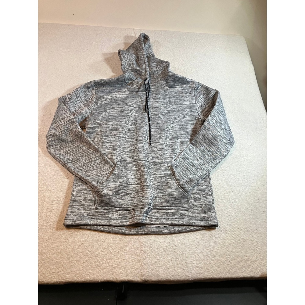 Straight Faded Mens Fleece Hoodie Gray Space Dye Marled Sweatshirt Size L